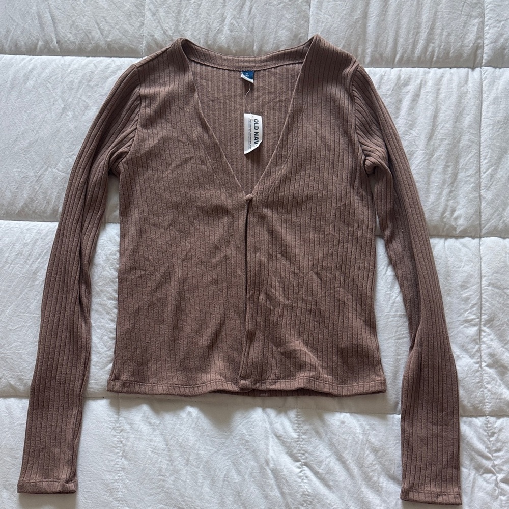 Old Navy Ribbed Long Sleeve Top - Brown